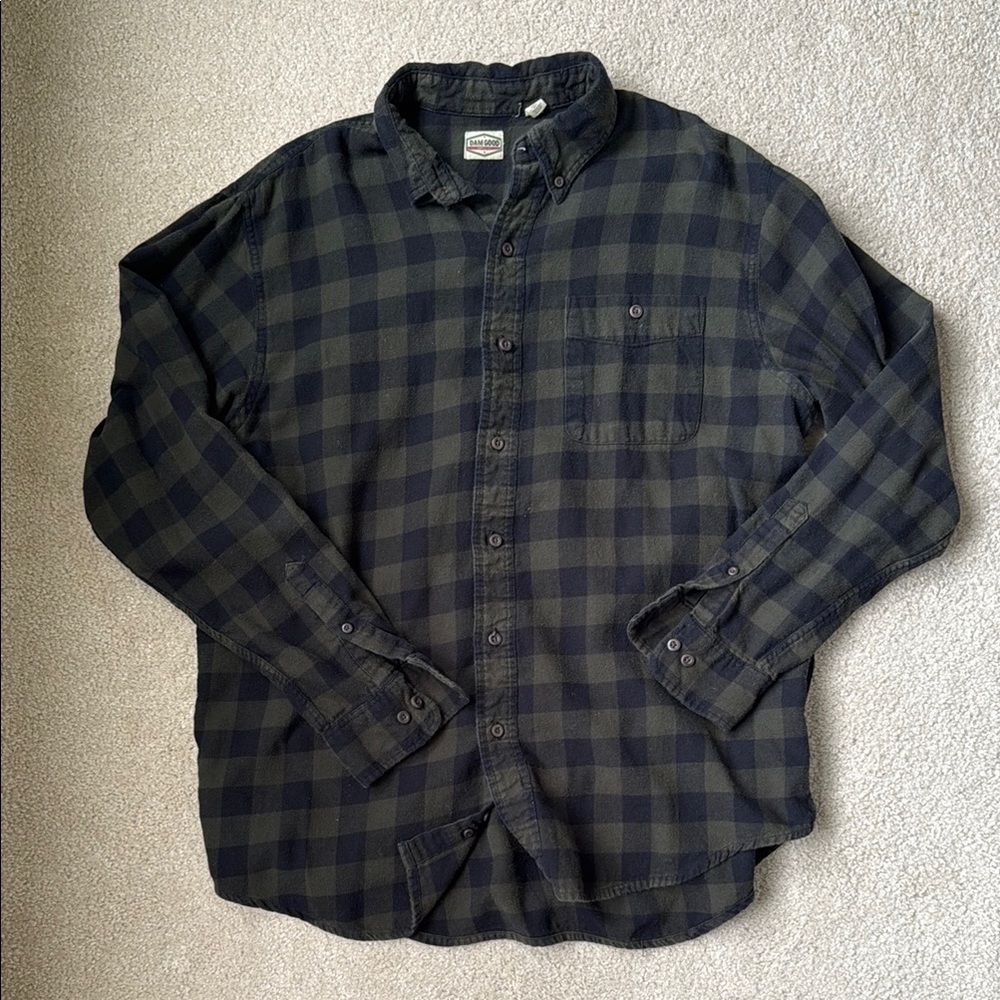 Casual Black and Green Button Down Shirt